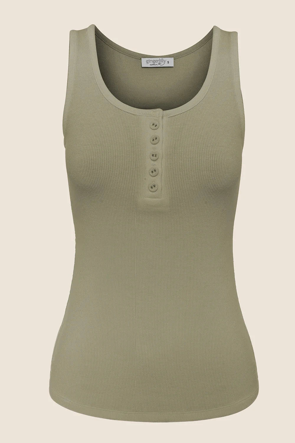 GINGERLILLY LIBERTY RIBBED SINGLET HENLEY TOP SLEEPWEAR Gingerlilly 