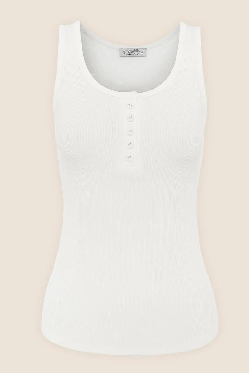 GINGERLILLY LIBERTY RIBBED SINGLET HENLEY TOP SLEEPWEAR Gingerlilly 