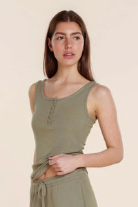 GINGERLILLY LIBERTY RIBBED SINGLET HENLEY TOP SLEEPWEAR Gingerlilly 
