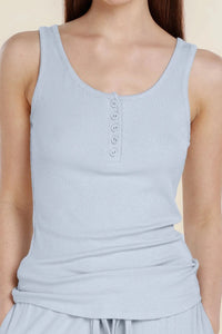 GINGERLILLY LIBERTY RIBBED SINGLET HENLEY TOP SLEEPWEAR Gingerlilly 