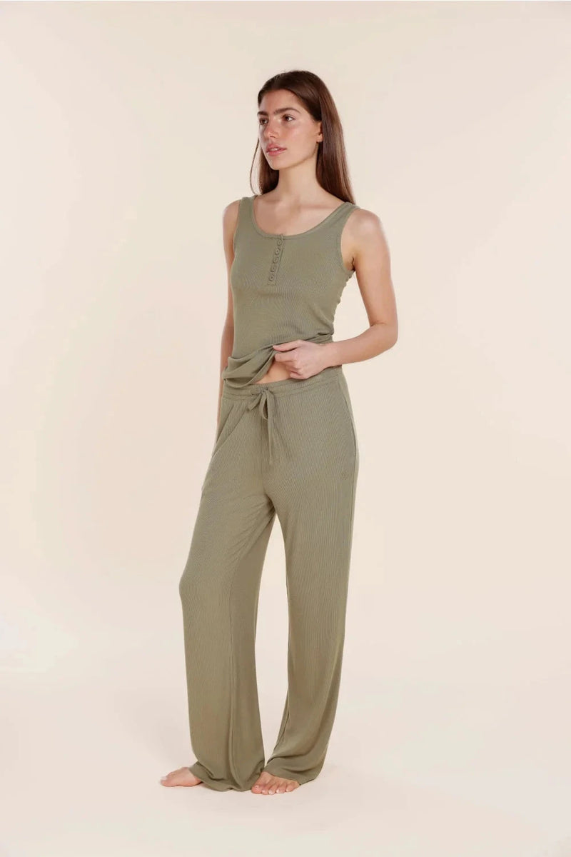 GINGERLILLY LIBERTY RIBBED SINGLET HENLEY TOP SLEEPWEAR Gingerlilly 