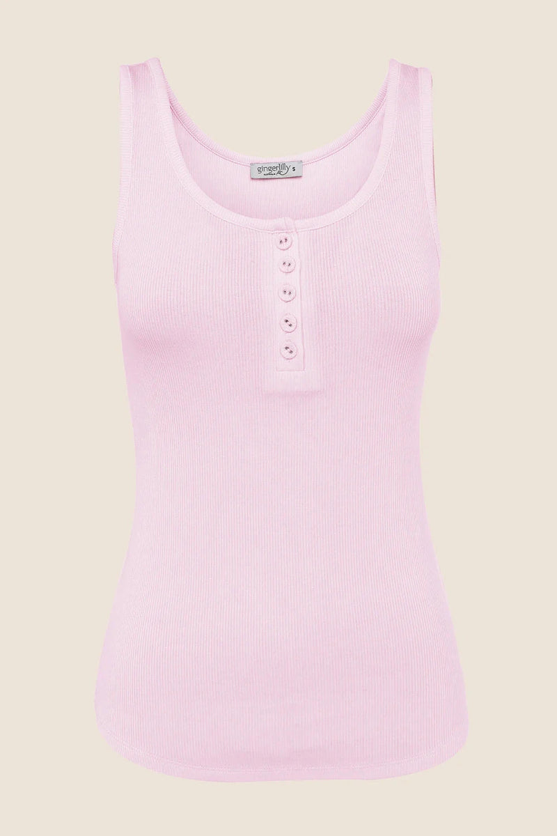 GINGERLILLY LIBERTY RIBBED SINGLET HENLEY TOP SLEEPWEAR Gingerlilly 