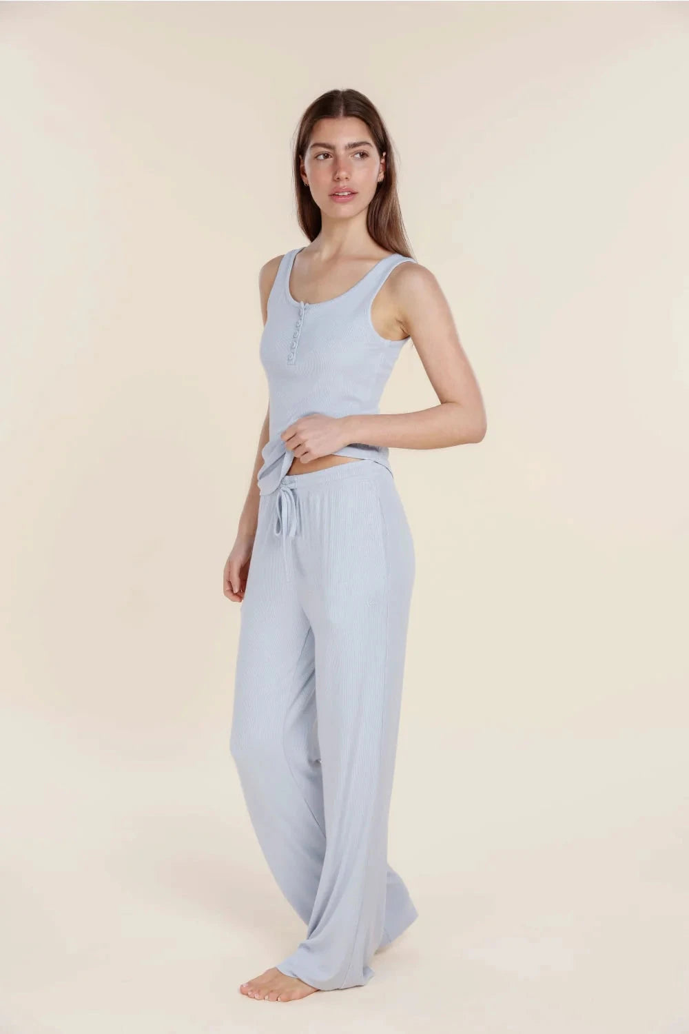 GINGERLILLY LIBERTY RIBBED SINGLET HENLEY TOP SLEEPWEAR Gingerlilly 