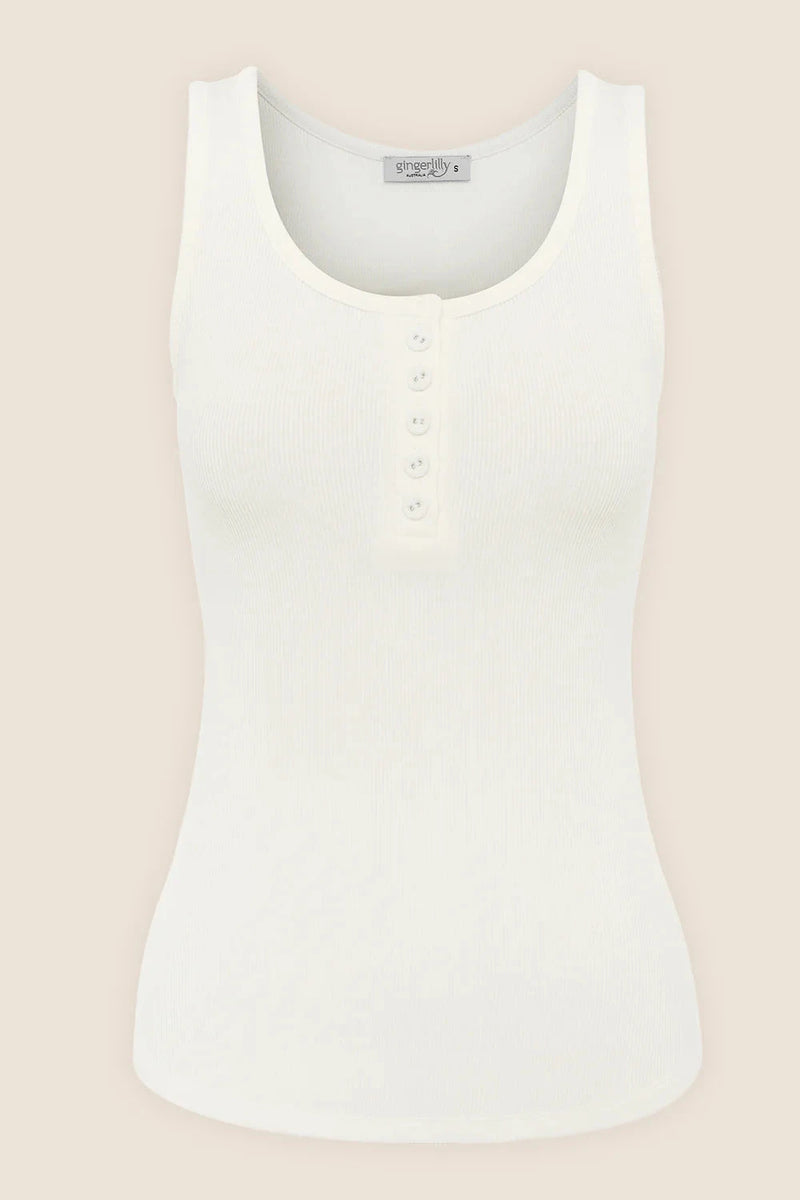 GINGERLILLY LIBERTY RIBBED SINGLET HENLEY TOP SLEEPWEAR Gingerlilly 