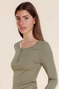 Gingerlilly Lille Ribbed Long Sleeve Henley Top Sleepwear Gingerlilly 