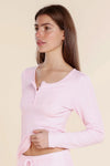 GINGERLILLY LILLE RIBBED LONG SLEEVE HENLEY TOP SLEEPWEAR Gingerlilly 