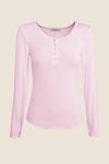 GINGERLILLY LILLE RIBBED LONG SLEEVE HENLEY TOP SLEEPWEAR Gingerlilly 
