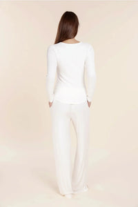 GINGERLILLY LILLE RIBBED LONG SLEEVE HENLEY TOP SLEEPWEAR Gingerlilly 