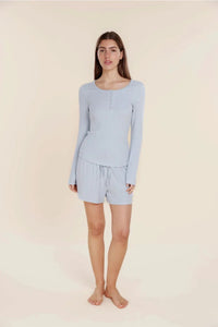 GINGERLILLY LILLE RIBBED LONG SLEEVE HENLEY TOP SLEEPWEAR Gingerlilly 