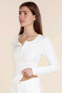 GINGERLILLY LILLE RIBBED LONG SLEEVE HENLEY TOP SLEEPWEAR Gingerlilly 