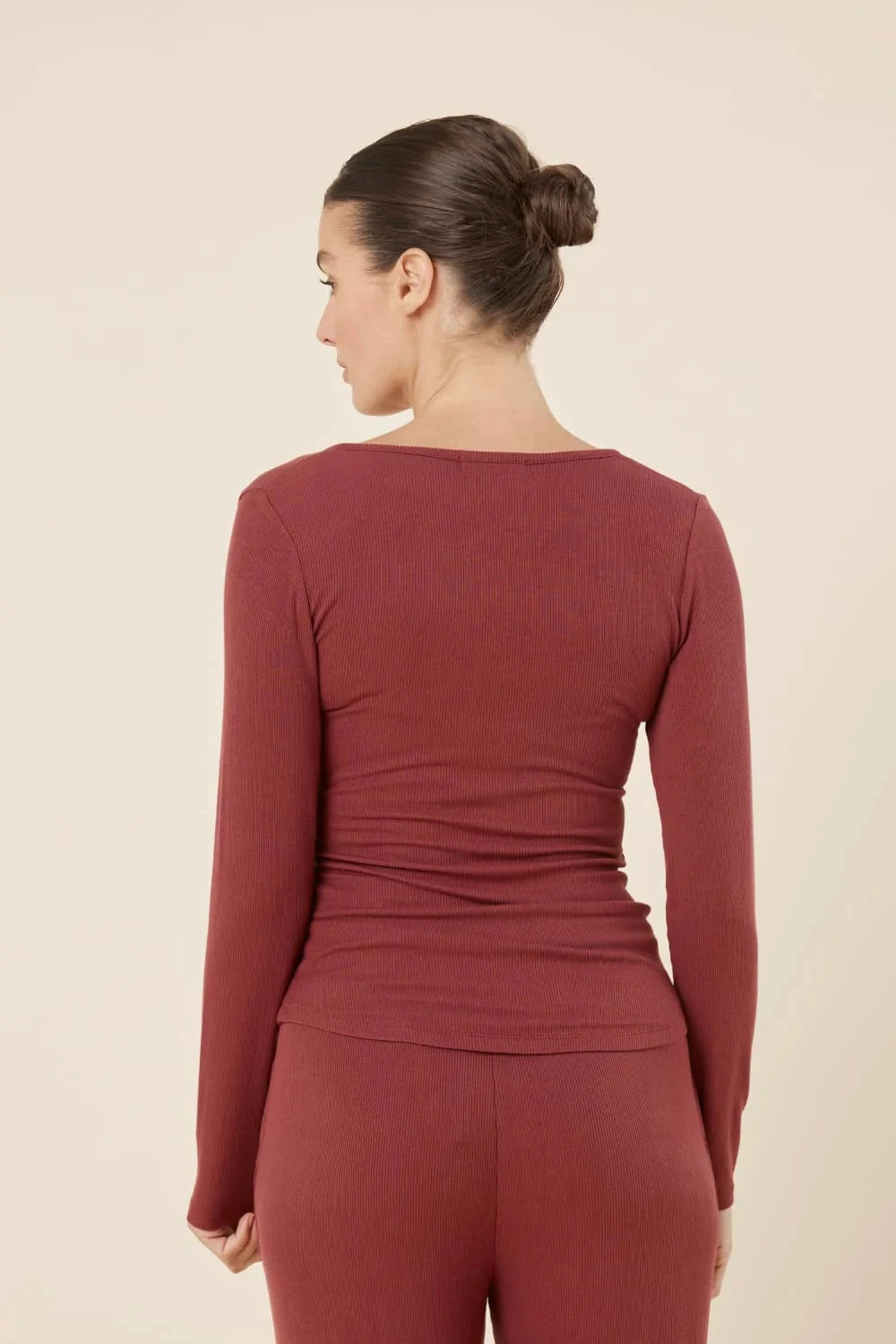 Gingerlilly Lille Ribbed Long Sleeve Henley Top Sleepwear Gingerlilly 