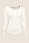 GINGERLILLY LILLE RIBBED LONG SLEEVE HENLEY TOP SLEEPWEAR Gingerlilly 