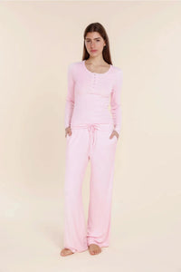 GINGERLILLY LILLE RIBBED LONG SLEEVE HENLEY TOP SLEEPWEAR Gingerlilly 