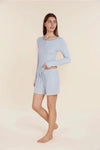 GINGERLILLY LILLE RIBBED LONG SLEEVE HENLEY TOP SLEEPWEAR Gingerlilly 