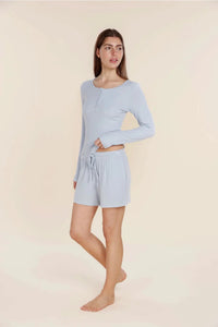 GINGERLILLY LILLE RIBBED LONG SLEEVE HENLEY TOP SLEEPWEAR Gingerlilly 
