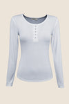 GINGERLILLY LILLE RIBBED LONG SLEEVE HENLEY TOP SLEEPWEAR Gingerlilly 