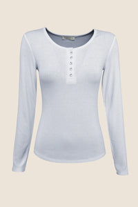 GINGERLILLY LILLE RIBBED LONG SLEEVE HENLEY TOP SLEEPWEAR Gingerlilly 
