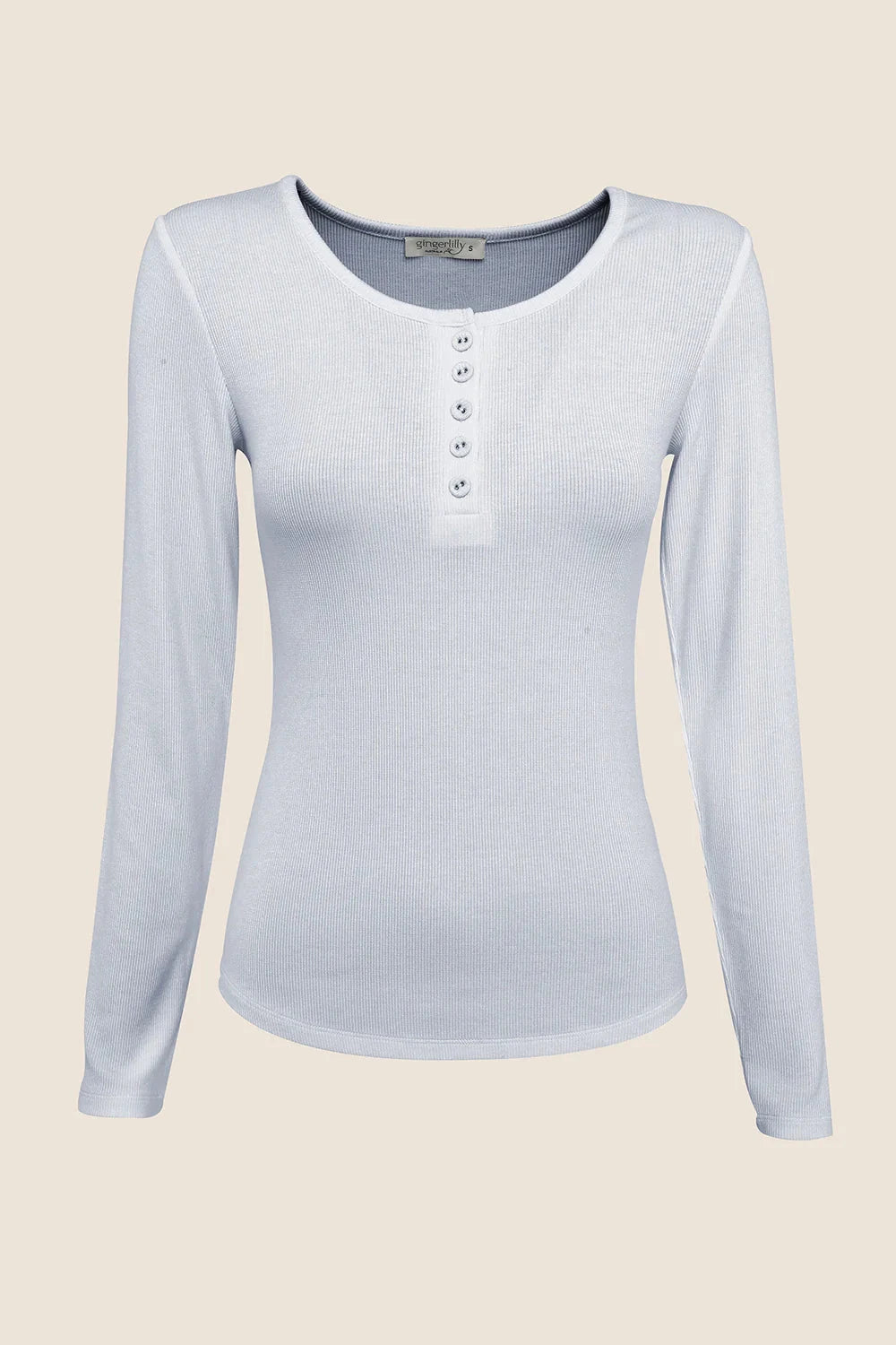 GINGERLILLY LILLE RIBBED LONG SLEEVE HENLEY TOP SLEEPWEAR Gingerlilly 