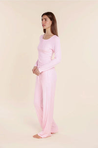 GINGERLILLY LILLE RIBBED LONG SLEEVE HENLEY TOP SLEEPWEAR Gingerlilly 
