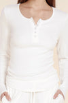 GINGERLILLY LILLE RIBBED LONG SLEEVE HENLEY TOP SLEEPWEAR Gingerlilly 