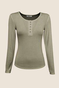 Gingerlilly Lille Ribbed Long Sleeve Henley Top Sleepwear Gingerlilly 