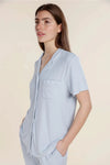GINGERLILLY LYON RIBBED SHORT SLEEVE BUTTON UP TOP SLEEPWEAR Gingerlilly 