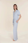 GINGERLILLY LYON RIBBED SHORT SLEEVE BUTTON UP TOP SLEEPWEAR Gingerlilly 