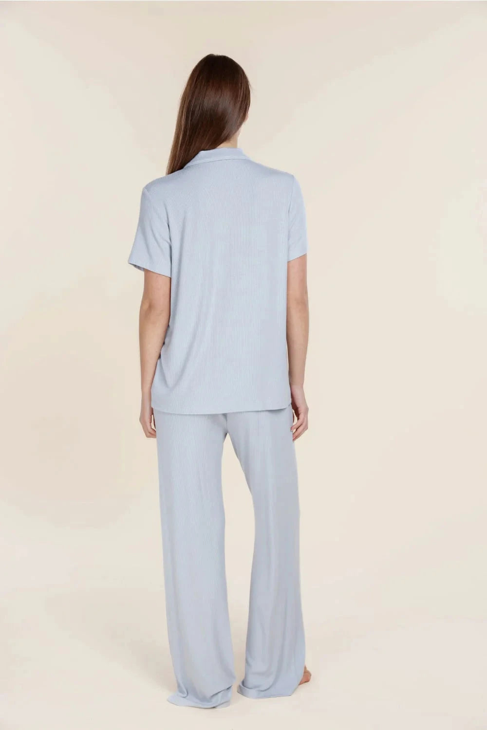 GINGERLILLY LYON RIBBED SHORT SLEEVE BUTTON UP TOP SLEEPWEAR Gingerlilly 