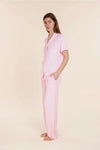 GINGERLILLY LYON RIBBED SHORT SLEEVE BUTTON UP TOP SLEEPWEAR Gingerlilly 