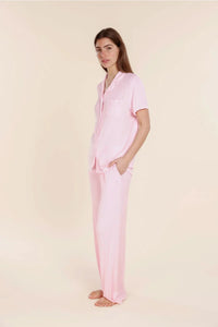 GINGERLILLY LYON RIBBED SHORT SLEEVE BUTTON UP TOP SLEEPWEAR Gingerlilly 