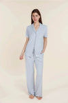 GINGERLILLY LYON RIBBED SHORT SLEEVE BUTTON UP TOP SLEEPWEAR Gingerlilly 