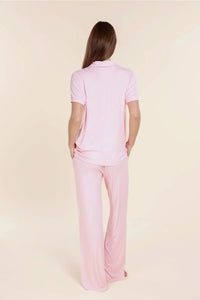 GINGERLILLY LYON RIBBED SHORT SLEEVE BUTTON UP TOP SLEEPWEAR Gingerlilly 