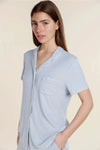 GINGERLILLY LYON RIBBED SHORT SLEEVE BUTTON UP TOP SLEEPWEAR Gingerlilly 