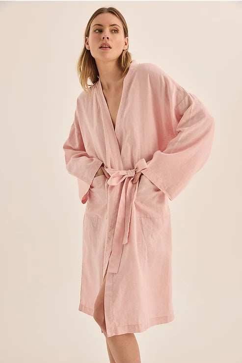 GINGERLILLY MIA LINEN BATHROBE SLEEPWEAR Gingerlilly 