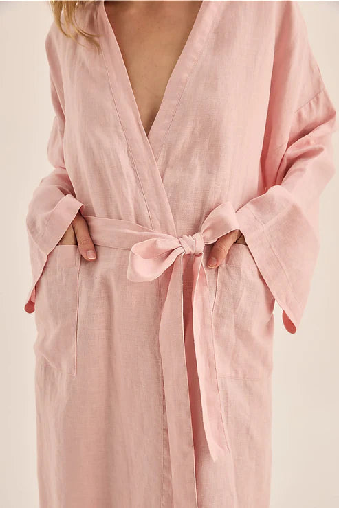 GINGERLILLY MIA LINEN BATHROBE SLEEPWEAR Gingerlilly 