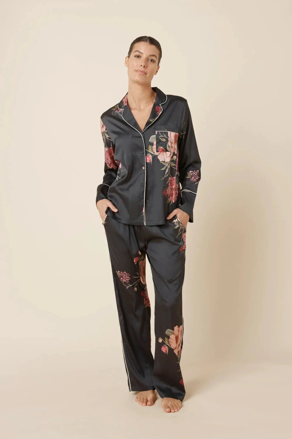 Gingerlilly Ruby Floral Satin PJ set Sleepwear Gingerlilly 