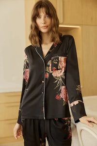 Gingerlilly Ruby Floral Satin PJ set Sleepwear Gingerlilly 