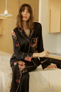 Gingerlilly Ruby Floral Satin PJ set Sleepwear Gingerlilly 