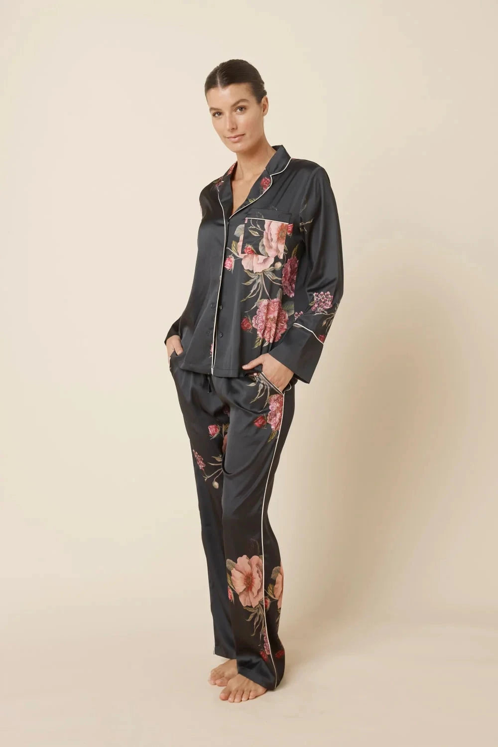 Gingerlilly Ruby Floral Satin PJ set Sleepwear Gingerlilly 