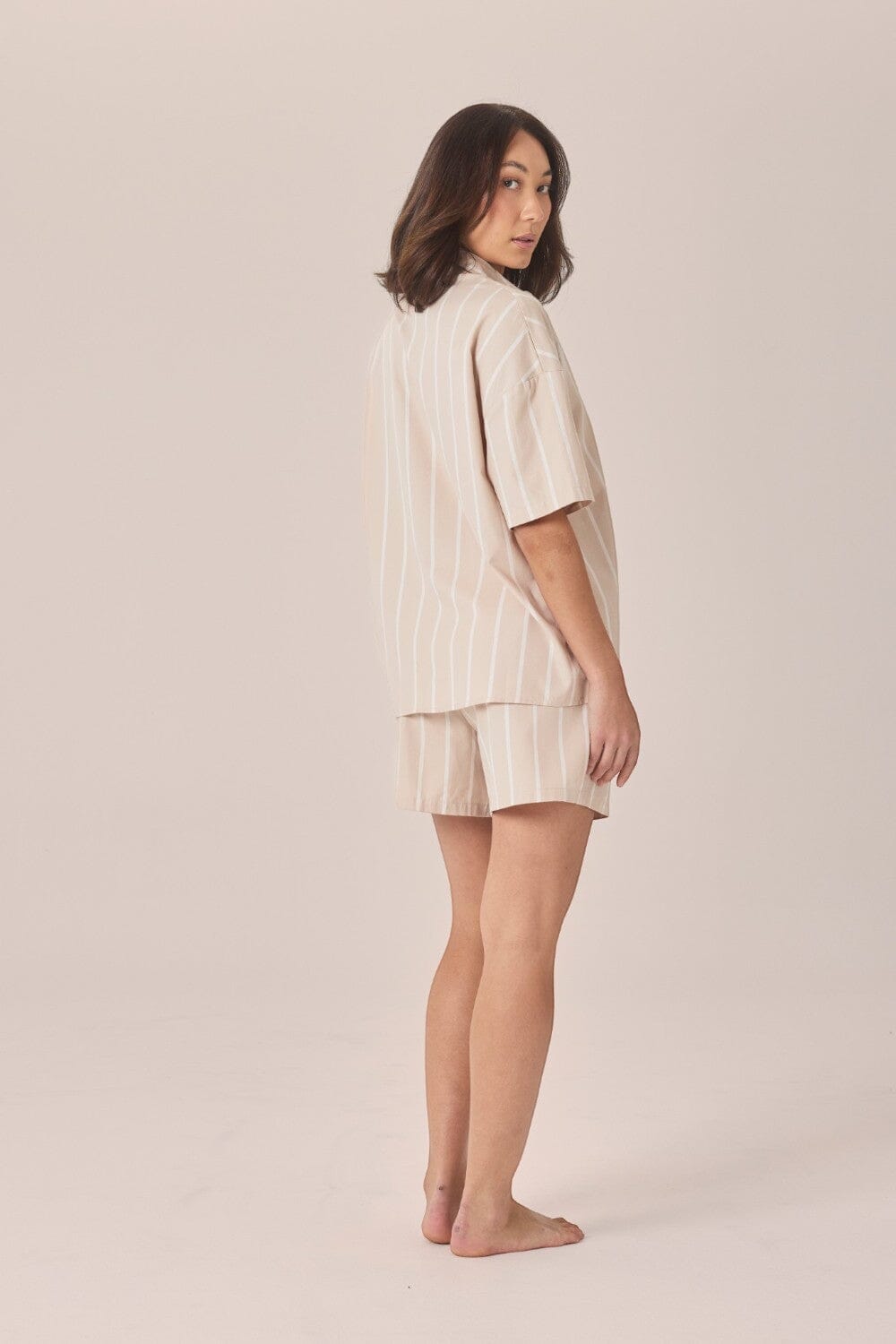 Gingerlilly Sasha Striped Boyfriend Short PJ Set Sleepwear Gingerlilly 