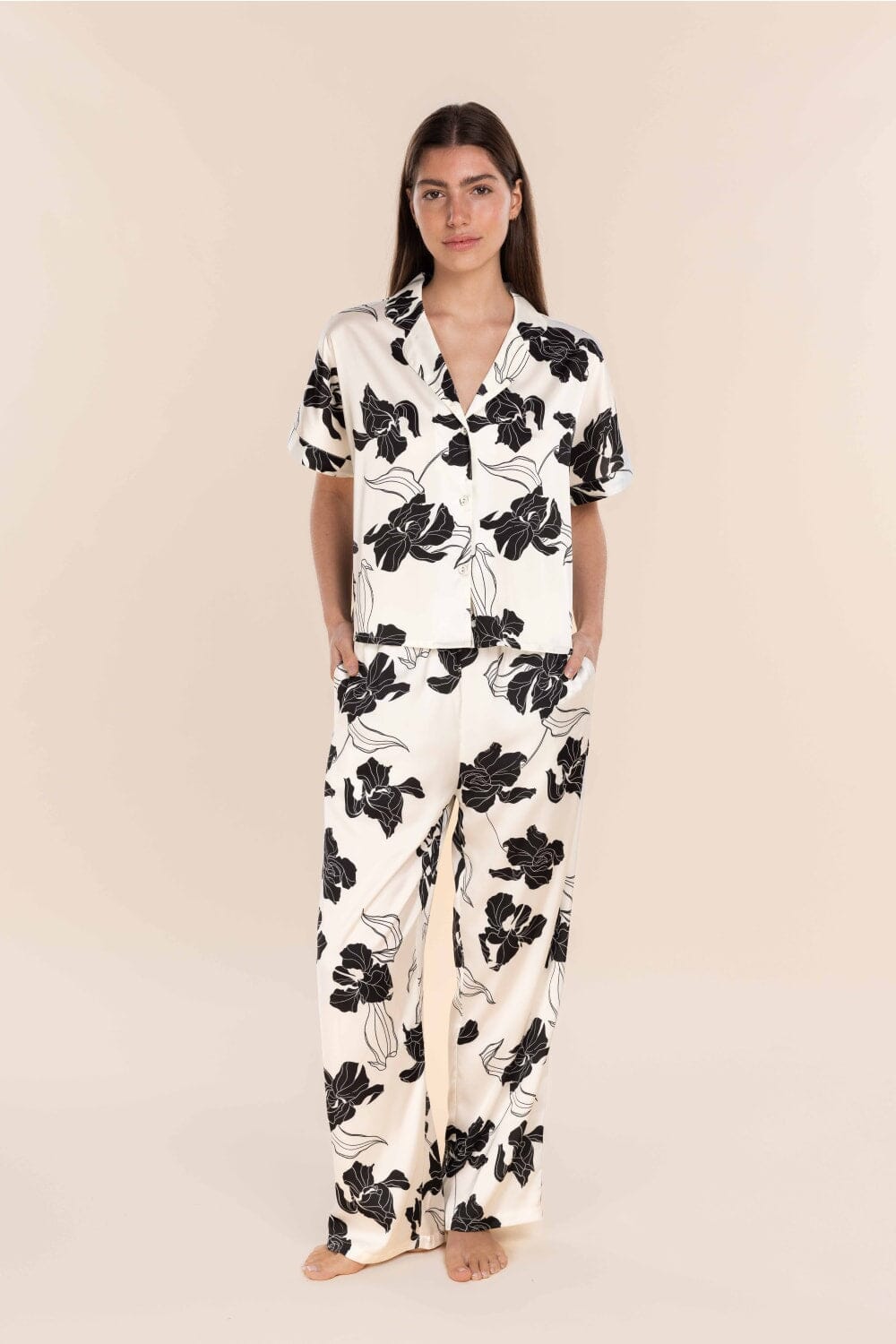 GINGERLILLY WREN SILKY SATIN FLORAL PJ SLEEPWEAR Gingerlilly 