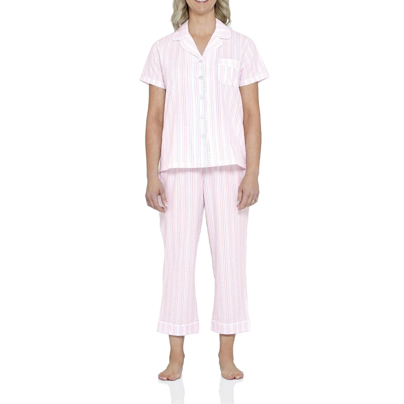 MAGNOLIA LOUNGE VALENCIA STRIPE COTTON 7/8 PJ SET SLEEPWEAR Magnolia Lounge 