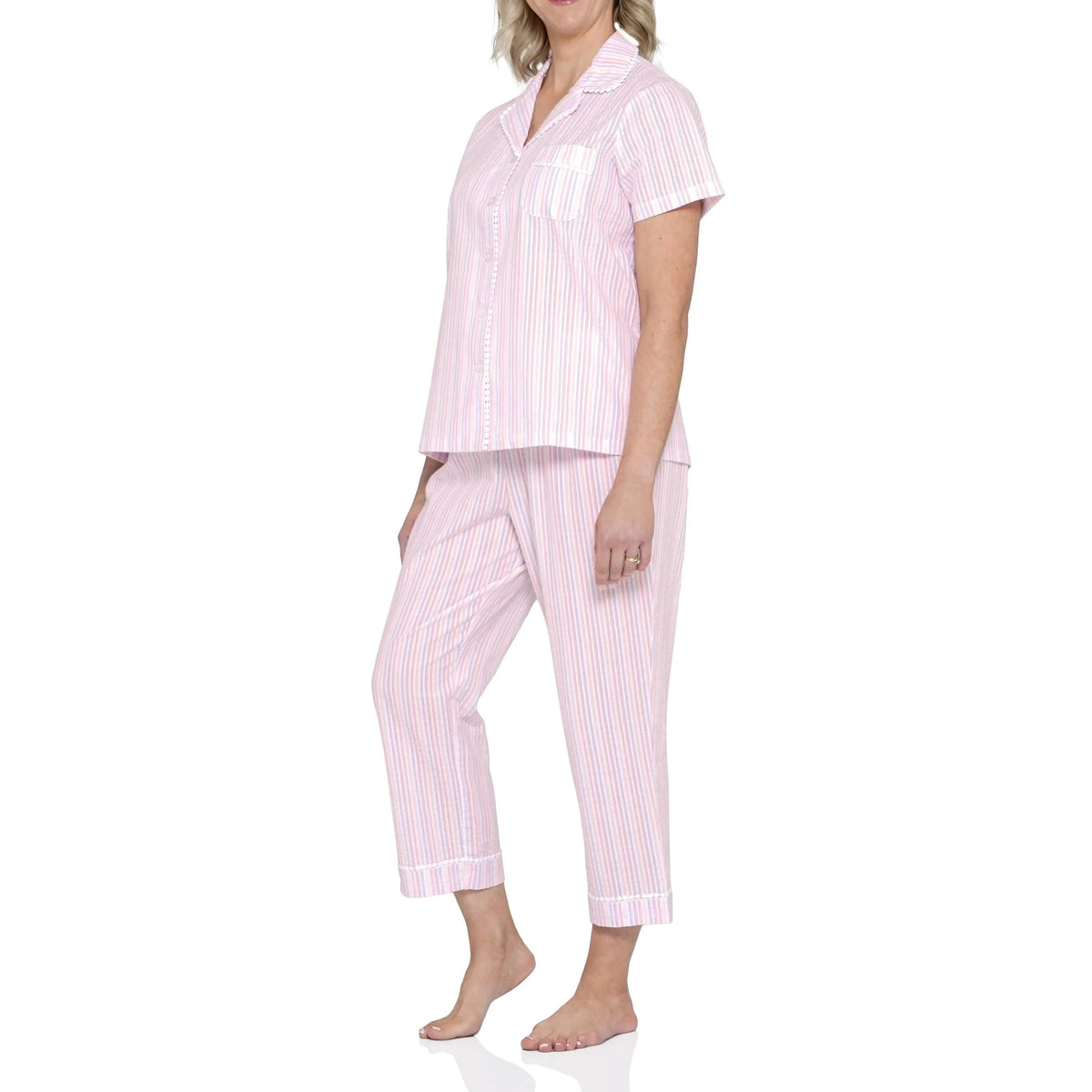 MAGNOLIA LOUNGE VALENCIA STRIPE COTTON 7/8 PJ SET SLEEPWEAR Magnolia Lounge 