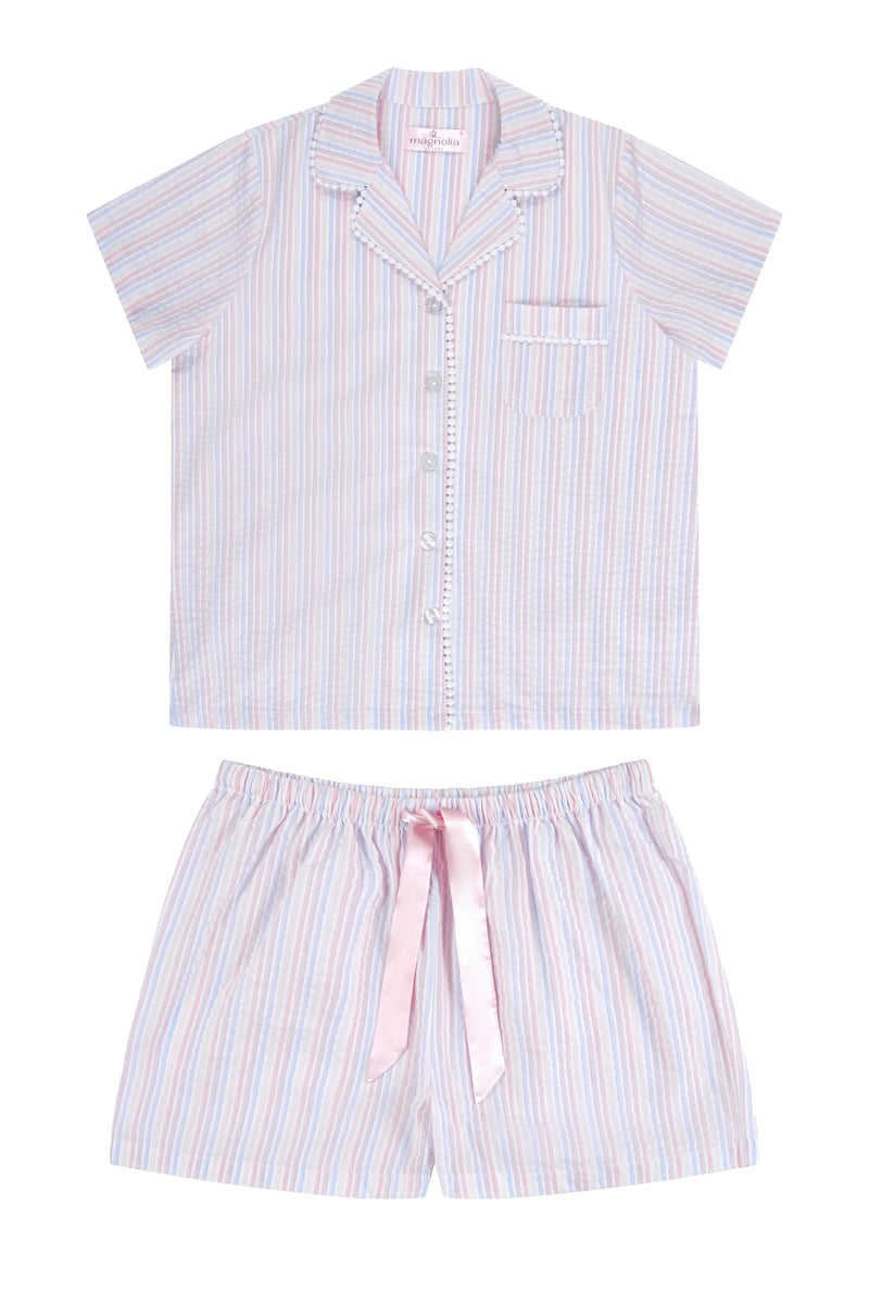 MAGNOLIA LOUNGE VALENCIA STRIPE COTTON SHORTIE PJ SET SLEEPWEAR Magnolia Lounge 