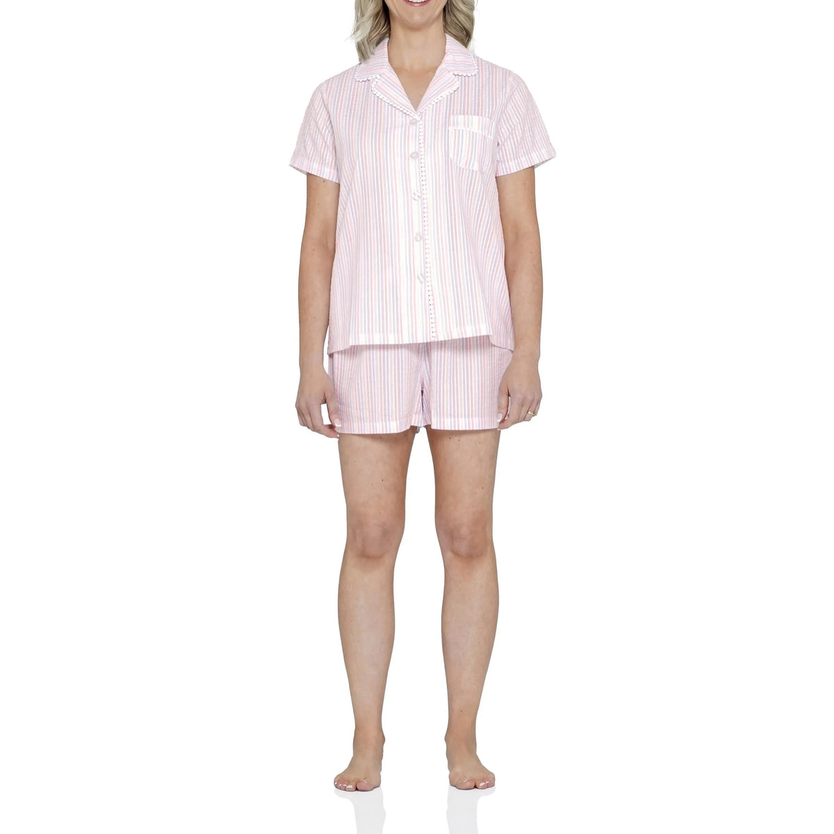 MAGNOLIA LOUNGE VALENCIA STRIPE COTTON SHORTIE PJ SET SLEEPWEAR Magnolia Lounge 