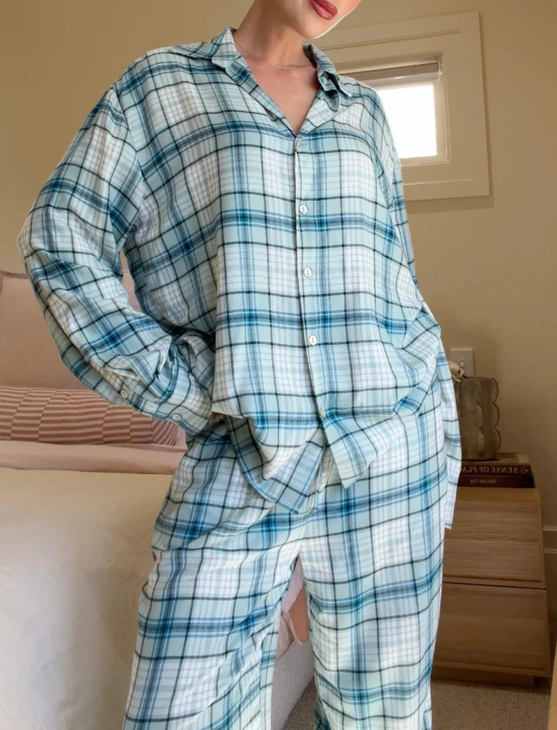 Papinelle Comfy Plaid Full Length PJ Set Sleepwear Papinelle 