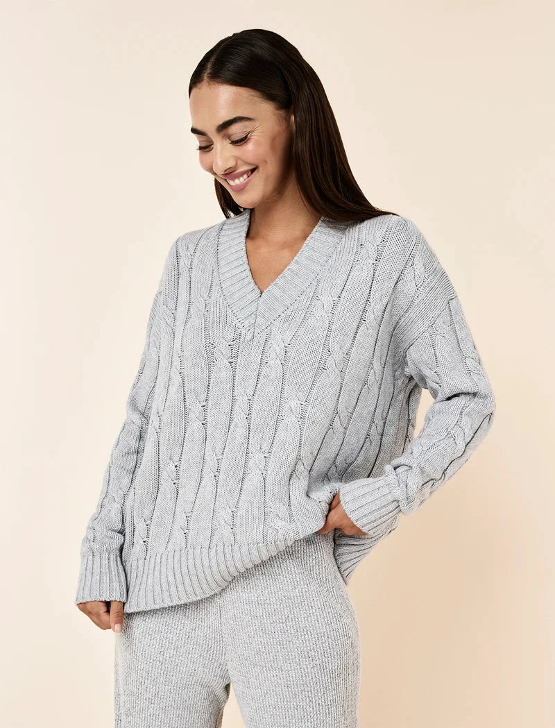 Papinelle Cotton Cashmere Cable V-Neck Jumper Sleepwear Papinelle 