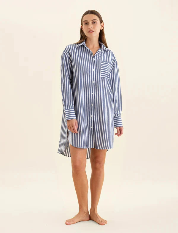 PAPINELLE COTTON STRIPE SHIRTING NIGHTSHIRT SLEEPWEAR Papinelle 