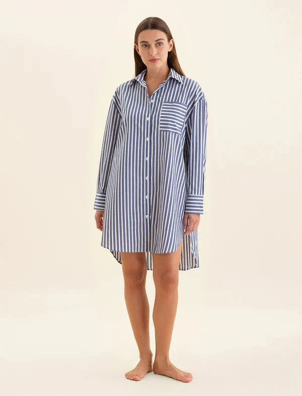 PAPINELLE COTTON STRIPE SHIRTING NIGHTSHIRT SLEEPWEAR Papinelle 