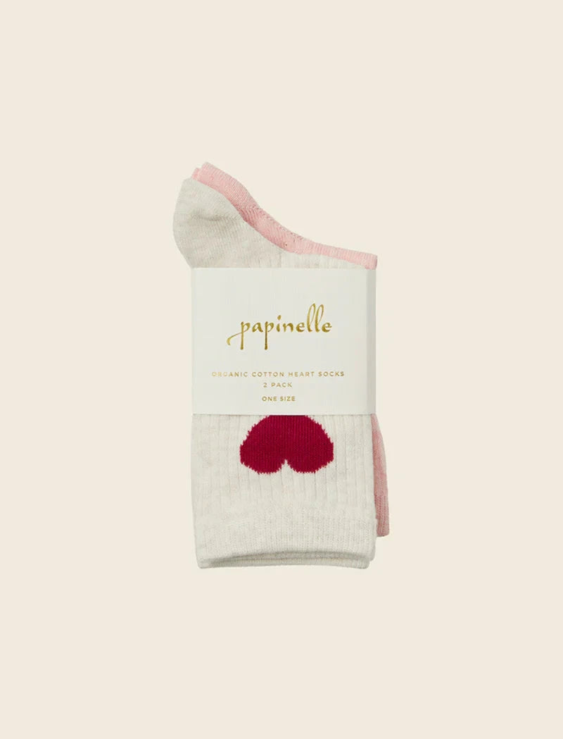 Papinelle Heart Sock-2 Pack Multi Basics Papinelle 